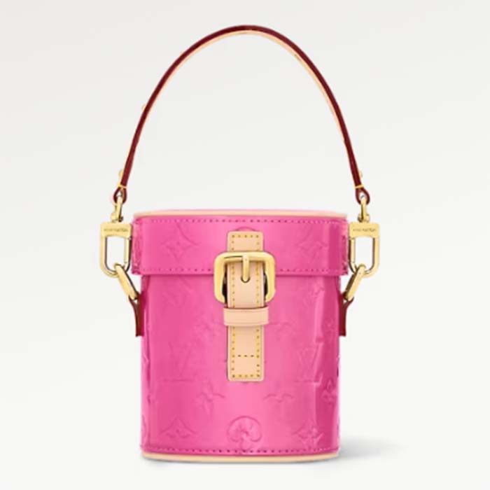 Louis Vuitton LV Women Astor Neon Pink Monogram Vernis Embossed Cowhide Leather M24102