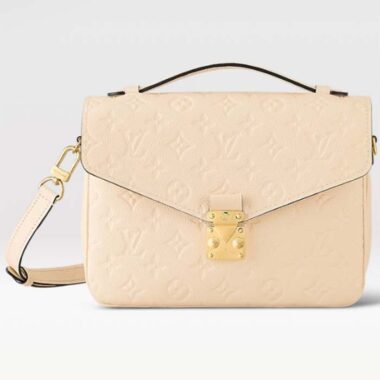 Louis Vuitton LV Women Pochette Métis Crème Beige Monogram Embossed Grained Cowhide Leather M46552