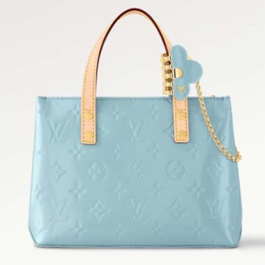 Louis Vuitton LV Women Reade PM Sky Blue Monogram Vernis Embossed Cowhide Leather M24144