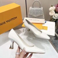 Louis Vuitton LV Women Sparkle Pump White Calf Leather Elasticized 6.5 Cm Heel (7)