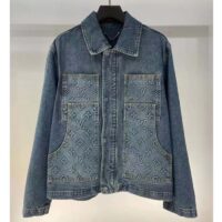 Louis Vuitton Men LV Workwear Denim Jacket Regular Fit Monogram Indigo Cotton 1ABJ7A (11)