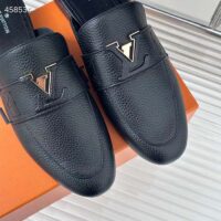 Louis Vuitton Unisex LV Capri Open Back Loafer Black Grained Calf Leather 1AC7N2