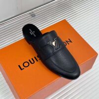 Louis Vuitton Unisex LV Capri Open Back Loafer Black Grained Calf Leather 1AC7N2