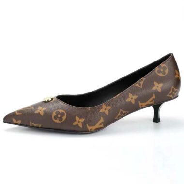 Louis Vuitton Women LV Blossom Pump Brown Monogram Flower Canvas Low Heel