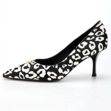 Louis Vuitton Women LV Blossom Pump Tawny Black White Hairy Calf Leather