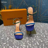 Louis Vuitton Women LV Blossom Sandal Blue Suede Baby Goat Leather 1ACA7J (6)