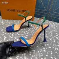 Louis Vuitton Women LV Blossom Sandal Blue Suede Baby Goat Leather 1ACA7J (6)