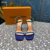 Louis Vuitton Women LV Blossom Sandal Blue Suede Baby Goat Leather 1ACA7J (6)