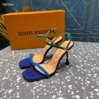 Louis Vuitton Women LV Blossom Sandal Blue Suede Baby Goat Leather 1ACA7J (6)