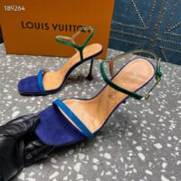 Louis Vuitton Women LV Blossom Sandal Blue Suede Baby Goat Leather 1ACA7J (6)