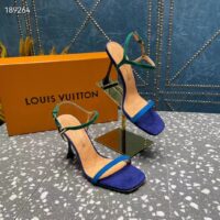 Louis Vuitton Women LV Blossom Sandal Blue Suede Baby Goat Leather 1ACA7J (6)