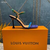 Louis Vuitton Women LV Blossom Sandal Blue Suede Baby Goat Leather 1ACA7J (6)