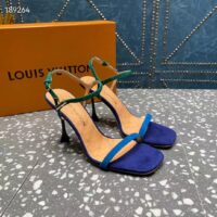 Louis Vuitton Women LV Blossom Sandal Blue Suede Baby Goat Leather 1ACA7J (6)