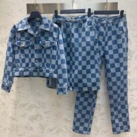 Louis Vuitton Women LV Damier Denim Jacket Cotton Blue Regular Fit 1AFGDH (7)