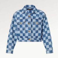 Louis Vuitton Women LV Damier Denim Jacket Cotton Blue Regular Fit 1AFGDH (7)