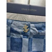 Louis Vuitton Women LV Damier Denim Skirt Cotton Blue Regular Fit 1AFGP2 (3)