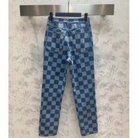 Louis Vuitton Women LV Damier Jeans Skirt Cotton Blue Regular Fit 1AFGNR (10)