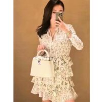 Louis Vuitton Women LV Floral Print Long-Sleeved Tiered Dress White 1AFGAU (4)