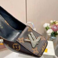 Louis Vuitton Women LV Shake Pump Brown Monogram Flower Canvas 5.5 CM Heel (8)