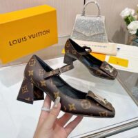 Louis Vuitton Women LV Shake Pump Brown Monogram Flower Canvas 5.5 CM Heel (8)