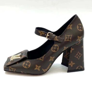 Louis Vuitton Women LV Shake Pump Brown Monogram Flower Canvas 9.5 CM Heel