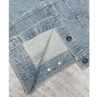 Louis Vuitton Women LV Sleeveless Velvet Accent Denim Jacket Cotton Blue 1AFEQ8 (12)