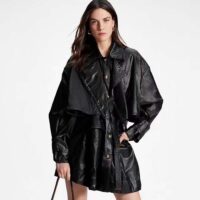 Louis Vuitton Women LV Wind Flap Trench Coat Black Regular Fit 1ABC6N (14)