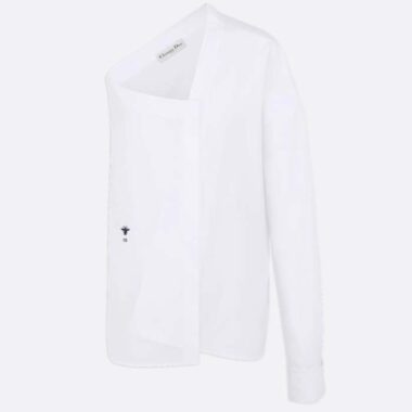 Dior CD Women Asymmetric Shirt White Cotton Poplin Regular Fit