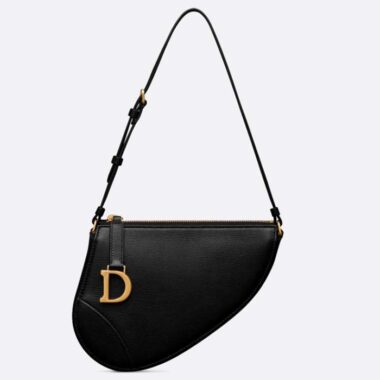 Dior CD Women Saddle Rodeo Pouch Black Goatskin