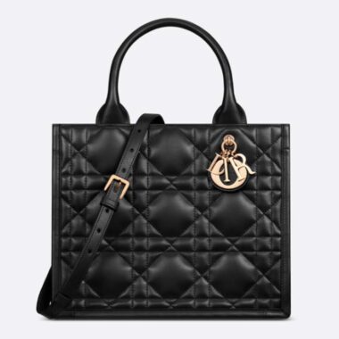 Dior CD Women Small Dior Book Tote Black Macrocannage Calfskin