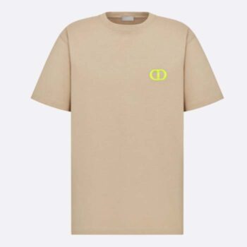 Dior Men CD Icon Relaxed-Fit T-Shirt Beige Organic Cotton Jersey