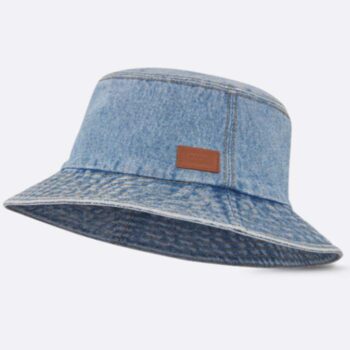 Dior Unisex CD Dior Denim Bucket Hat Light Blue Cotton