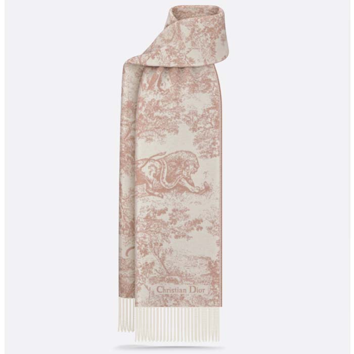 Dior Unisex CD Toile De Jouy Sauvage Scarf Rose Cashmere Wool