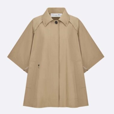 Dior Women CD Cape-Effect Peacoat Beige Cotton Gabardine