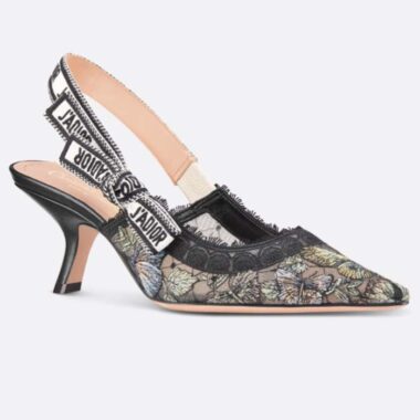 Dior Women CD J'Adior Slingback Pump Black Multicolor Transparent Mesh Butterfly