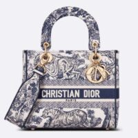 Dior Women CD Medium Lady D-Lite Bag Blue Toile De Jouy Embroidery (1)