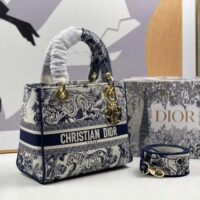 Dior Women CD Medium Lady D-Lite Bag Blue Toile De Jouy Embroidery (1)