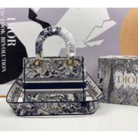 Dior Women CD Medium Lady D-Lite Bag Blue Toile De Jouy Embroidery (1)