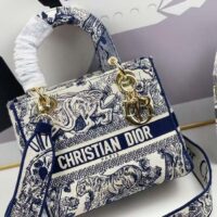 Dior Women CD Medium Lady D-Lite Bag Blue Toile De Jouy Embroidery (1)