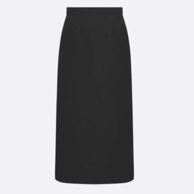 Dior Women CD Mid-Length Straight-Cut Skirt Black Wool Silk