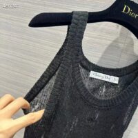 Dior Women CD Tank Top Black Technical Linen Knit (8)