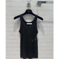 Dior Women CD Tank Top Black Technical Linen Knit (8)