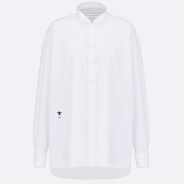 Dior Women CD Wing-Collar Shirt White Cotton Poplin