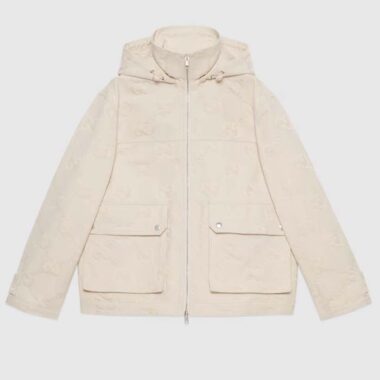 Gucci Women Jumbo GG Canvas Puffer Jacket Cotton Lined High Neck