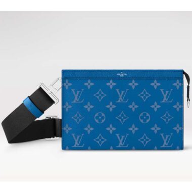 Louis Vuitton LV Unisex Gaston Wearable Wallet Blue Monogram Coated Canvas M83099