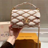 Louis Vuitton LV Women GO-14 MM Crème Beige Chestnut Brown Lambskin M25060 (2)