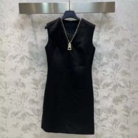 Louis Vuitton LV Women Zipper Neckline Dress Wool Silk Black 1AFGB1 (2)