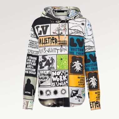 Louis Vuitton Men Hooded Silk Blend Overshirt Fanzine Signature Printed 1AFAV7