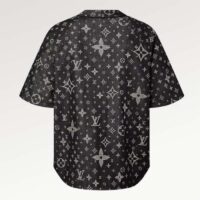 Louis Vuitton Men LV Monogram Denim Baseball Shirt Black Loose Fit 1AF348 (1)