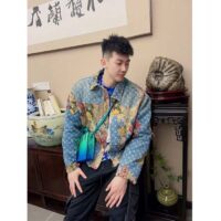 Louis Vuitton Men LV Monogram Flower Printed Blue Denim Jacket Regular Fi (5)